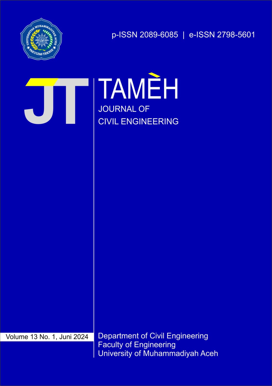 					View Vol. 13 No. 1 (2024): Tameh: Journal of Civil Engineering
				