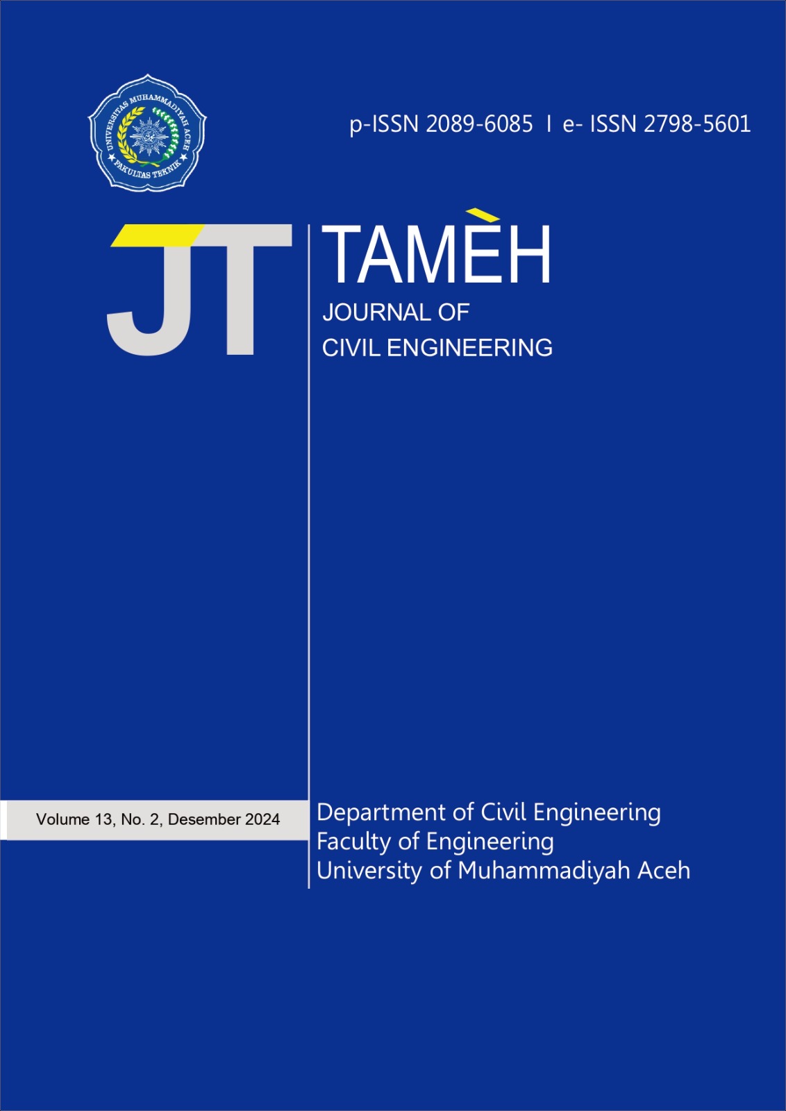 					View Vol. 13 No. 2 (2024): Tameh: Journal of Civil Engineering
				